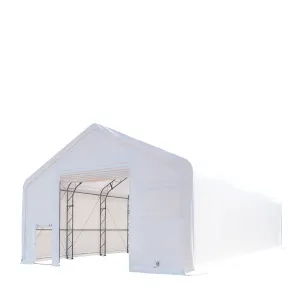 TMG Industrial 30' x 60' Dual Truss Storage Shelter with Heavy Duty 17 oz PVC Cover & Drive Through Doors, TMG-DT3061