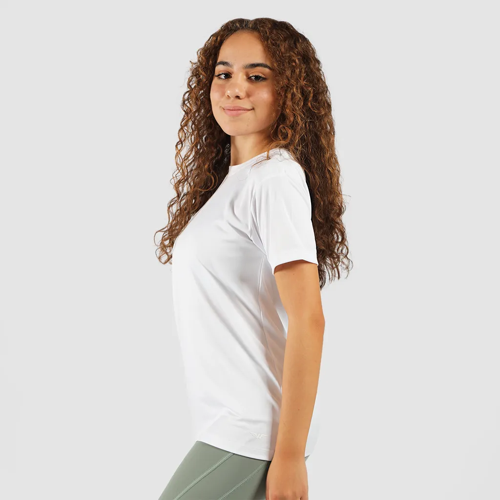WOMEN-ESSENTIAL-RELAXED-FIT OPEN BACK T-SHIRT (WHITE)