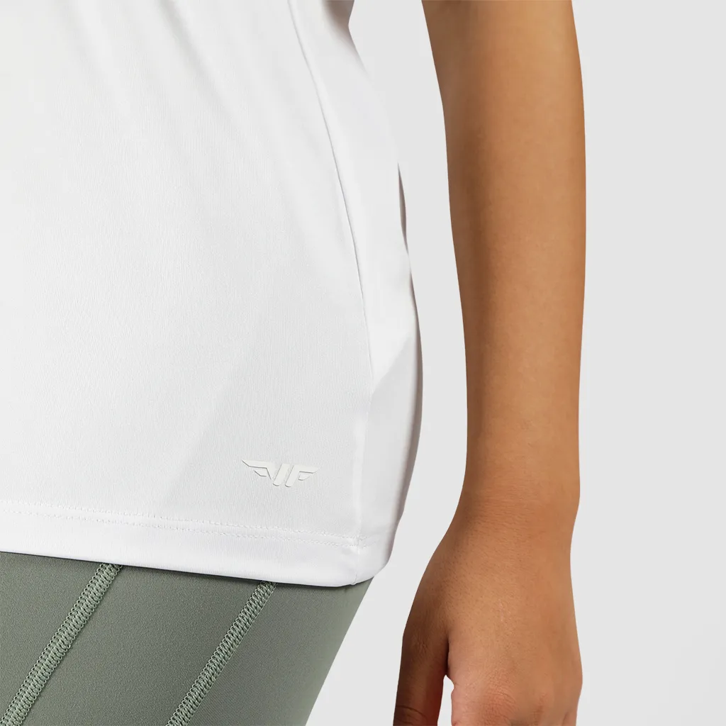 WOMEN-ESSENTIAL-RELAXED-FIT OPEN BACK T-SHIRT (WHITE)