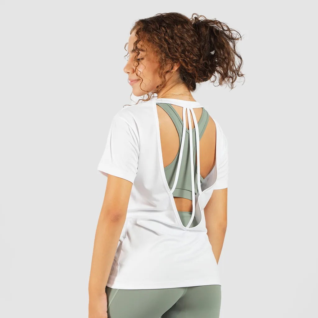 WOMEN-ESSENTIAL-RELAXED-FIT OPEN BACK T-SHIRT (WHITE)