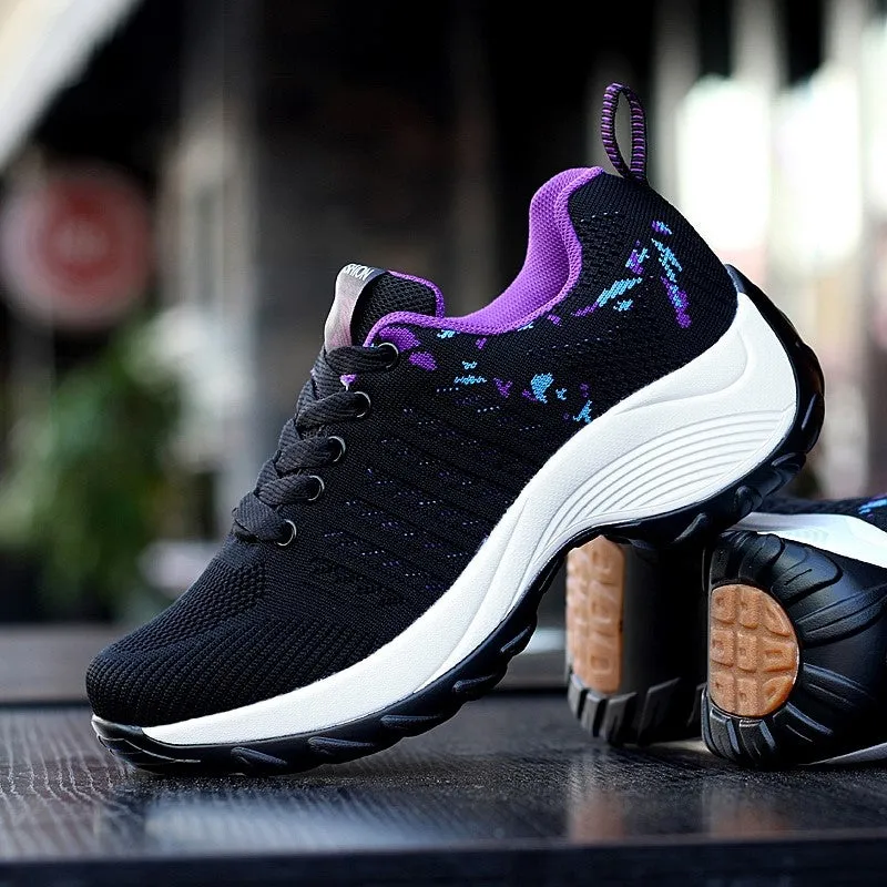 Women's sporty fashion breathable wedge heel sneakers