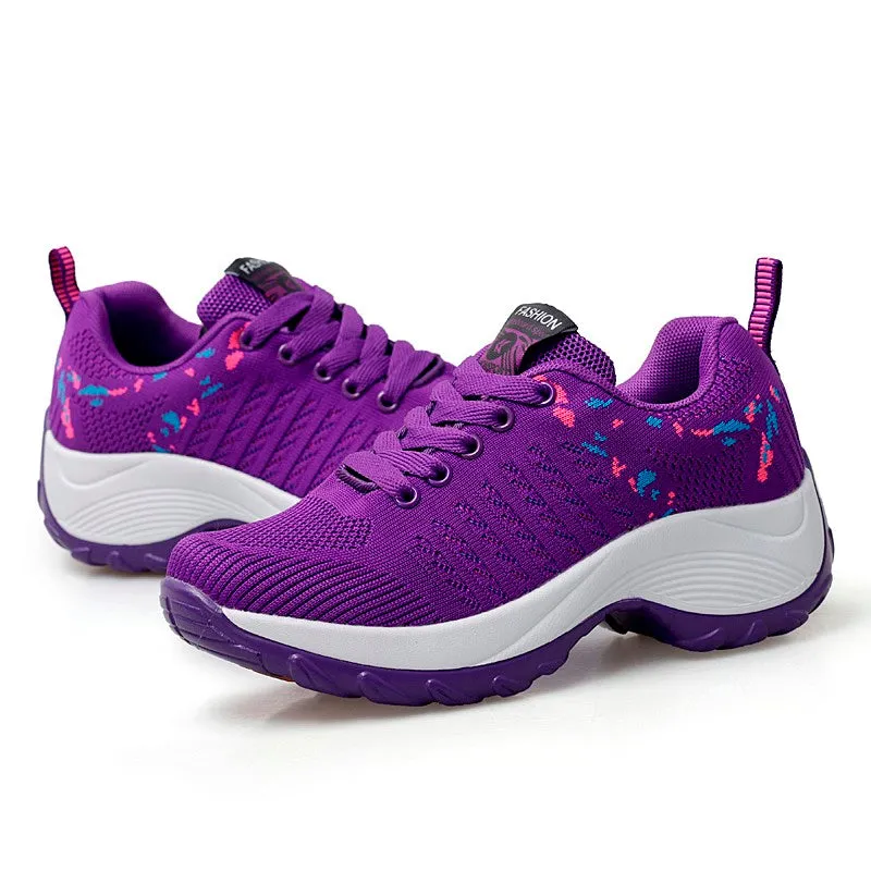 Women's sporty fashion breathable wedge heel sneakers