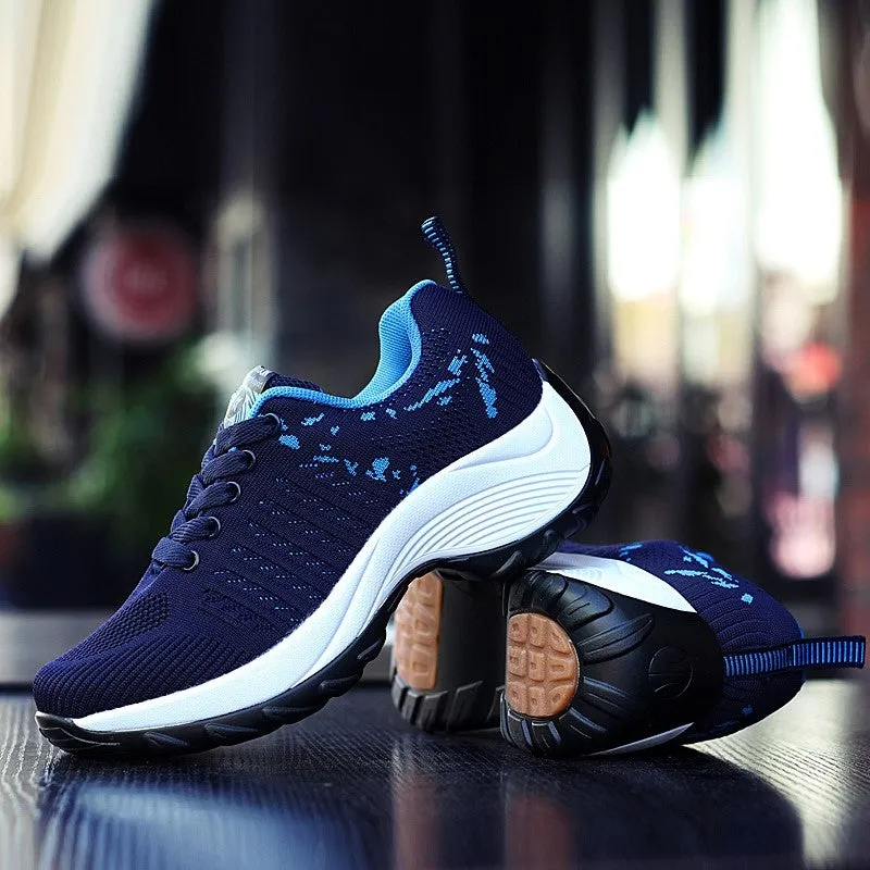 Women's sporty fashion breathable wedge heel sneakers