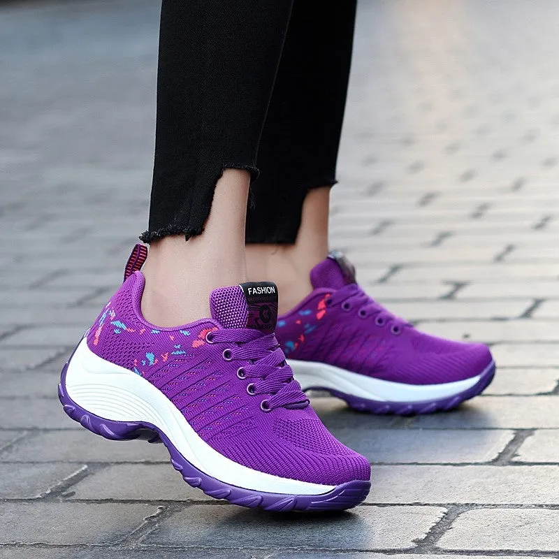 Women's sporty fashion breathable wedge heel sneakers