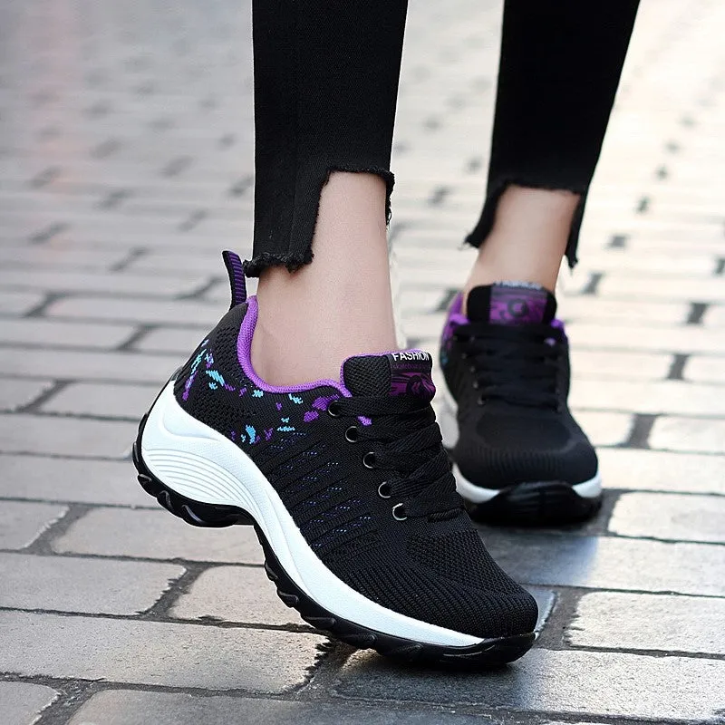 Women's sporty fashion breathable wedge heel sneakers