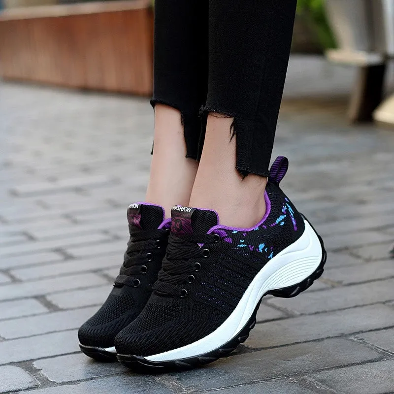 Women's sporty fashion breathable wedge heel sneakers