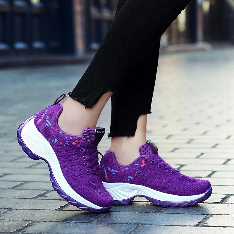 Women's sporty fashion breathable wedge heel sneakers