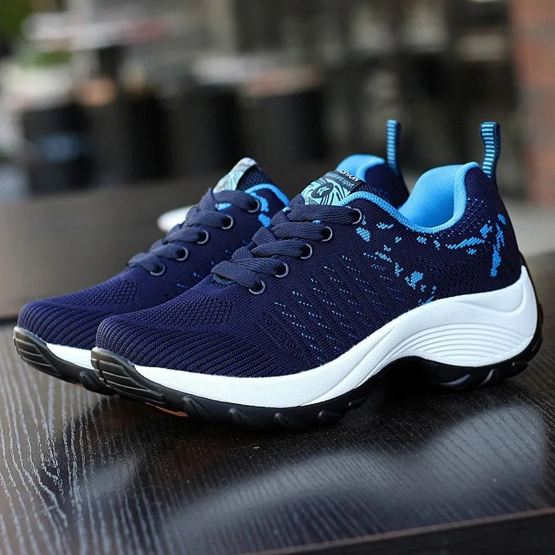 Women's sporty fashion breathable wedge heel sneakers