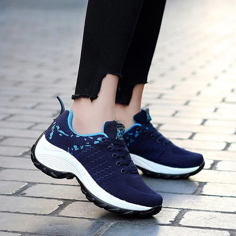 Women's sporty fashion breathable wedge heel sneakers