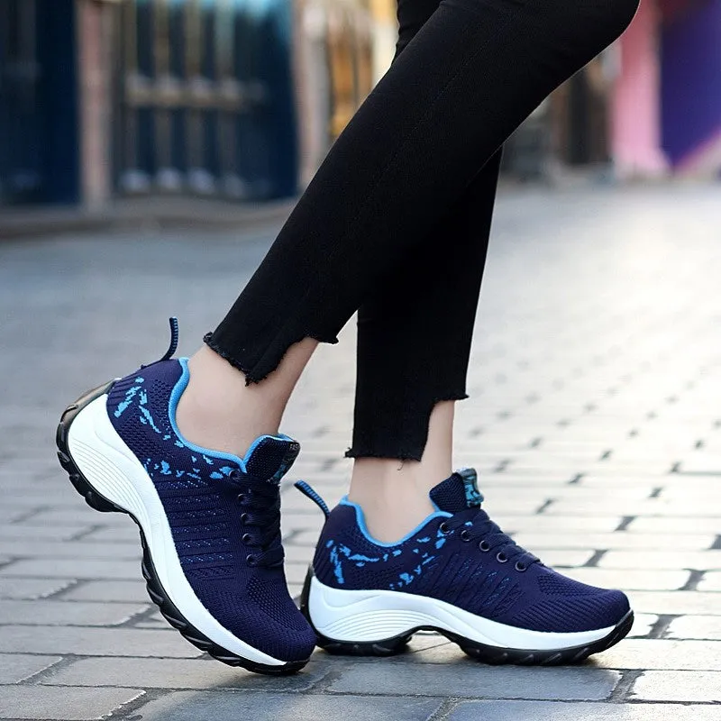 Women's sporty fashion breathable wedge heel sneakers