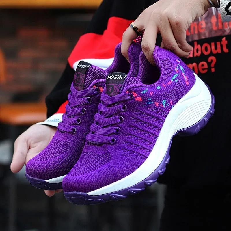 Women's sporty fashion breathable wedge heel sneakers