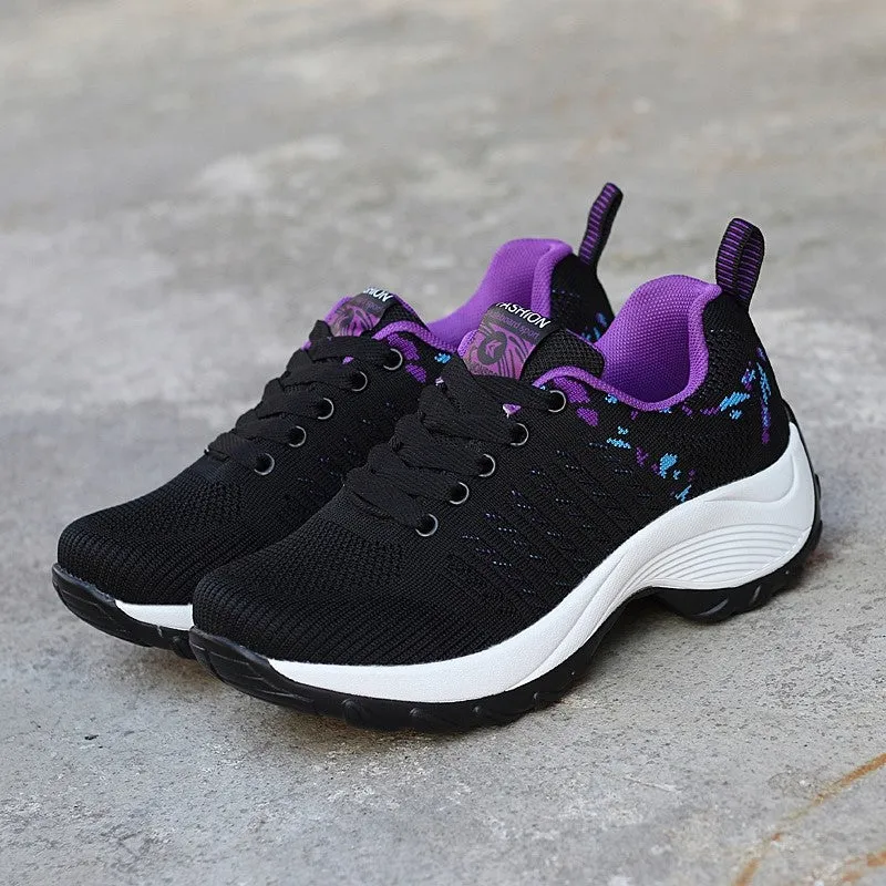 Women's sporty fashion breathable wedge heel sneakers